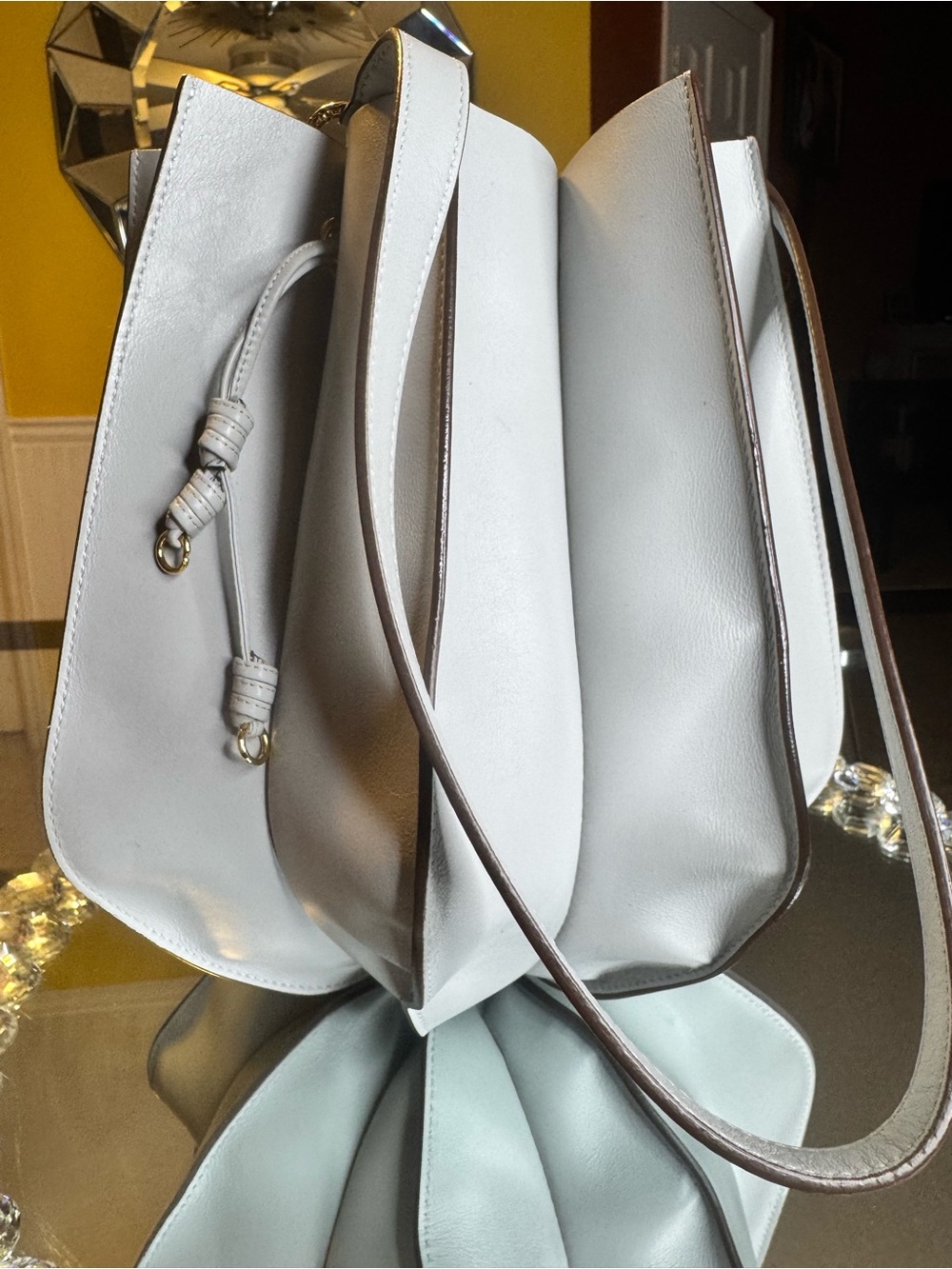 NWOT Ulla is Johnson Adria Small Pleated Wave Shoulder Bag In Agave/Grayish